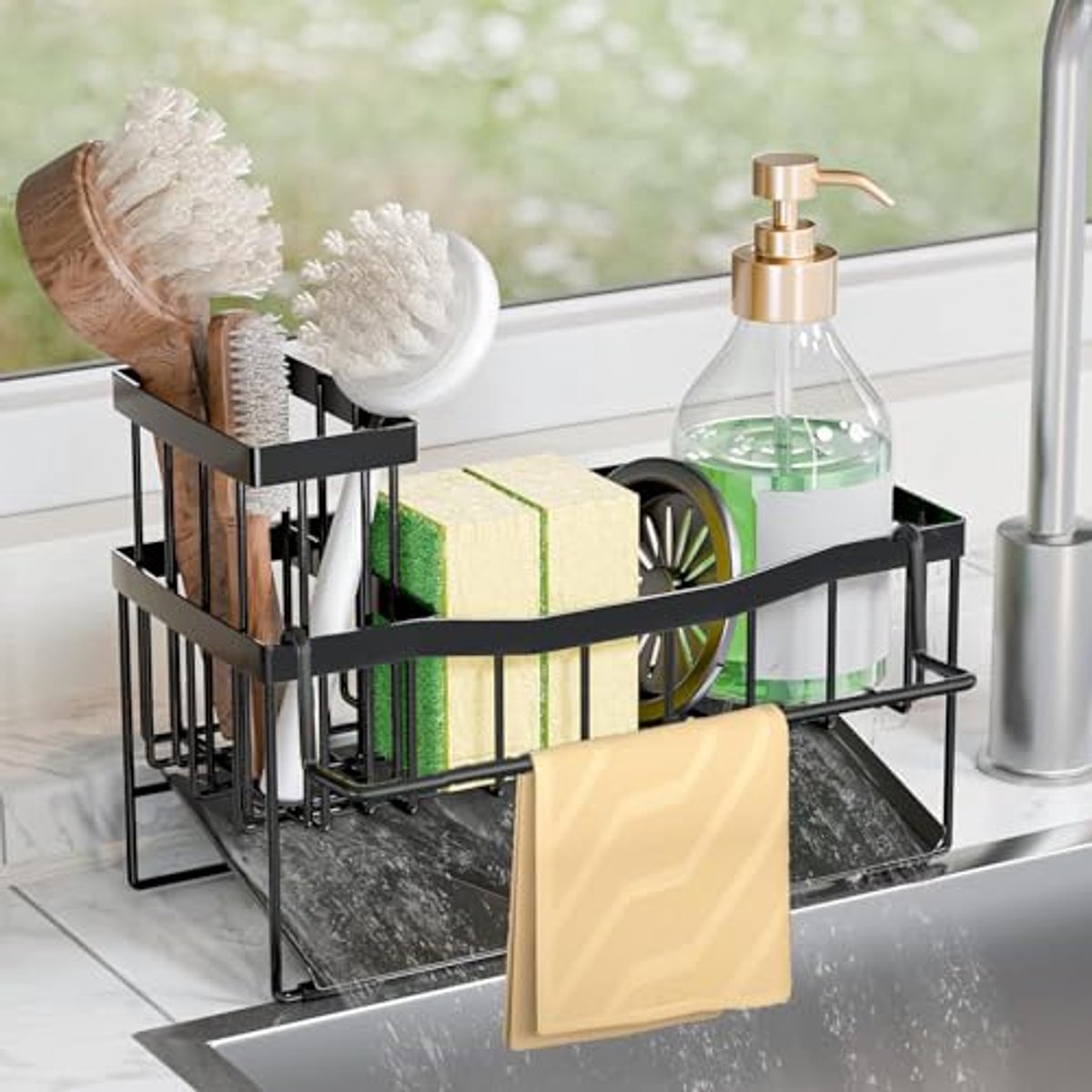 Spoelbak Organizer Rvs met Zelfledigende Afvoer - Ideale Keuken en Badkamer Accessoire