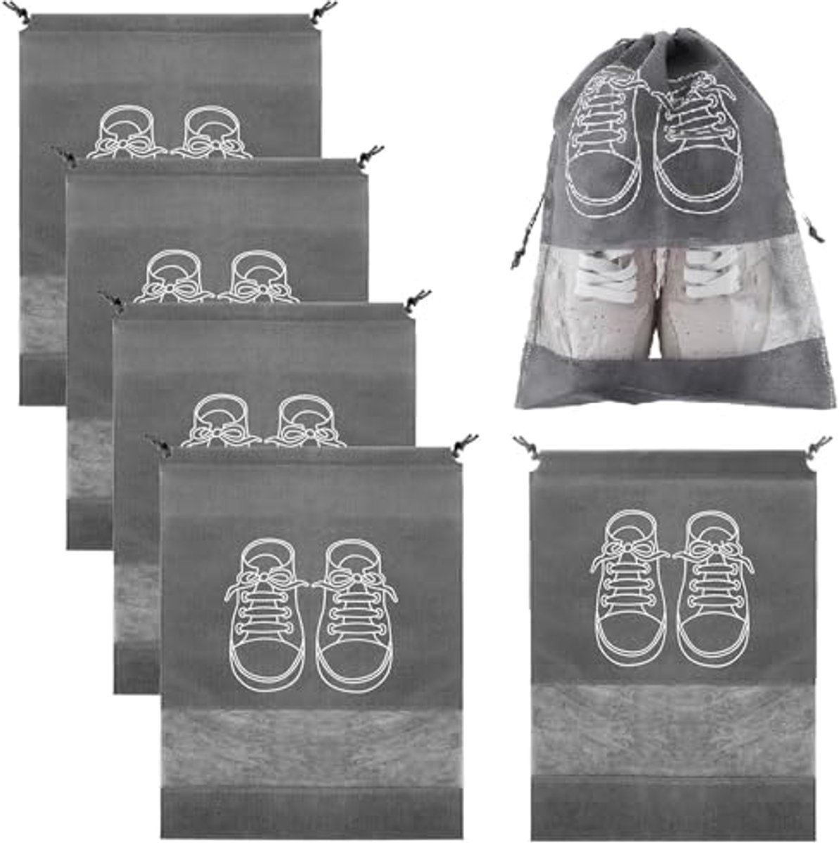 Transparante schoenopbergzakken voor reizen - 5-pack organizer