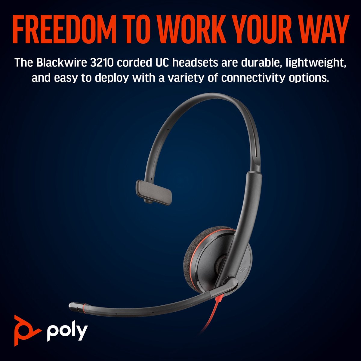 HP Poly Blackwire C3210 – Over-ear headset – Kabel – Mono – Zwart