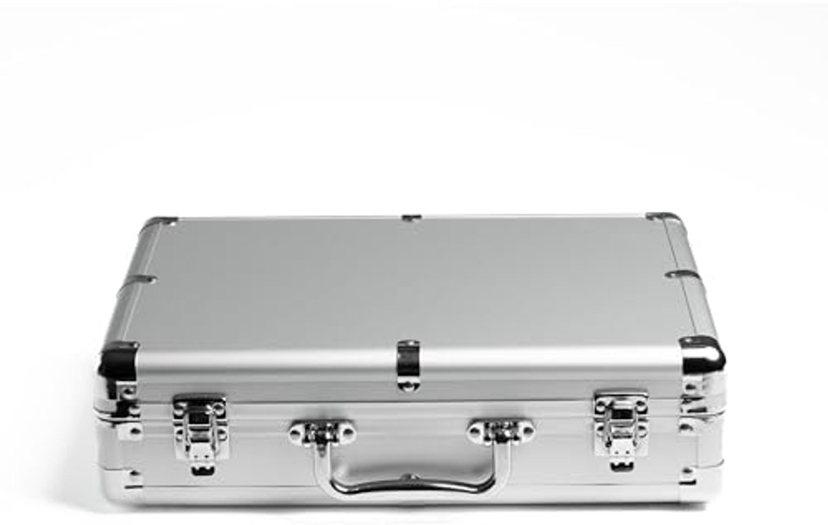 Horlogebox met 15 Vakken - Harde Opbergdoos voor Horloges in Zilver Aluminium