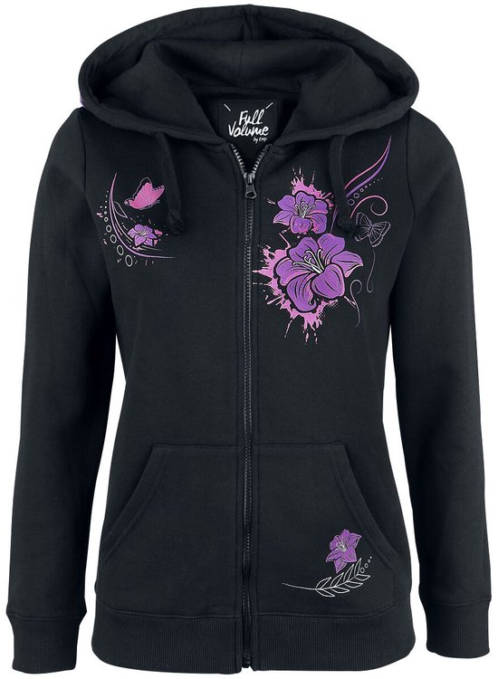 Full Volume Zwarte jas met capuchon en print - Dames - L