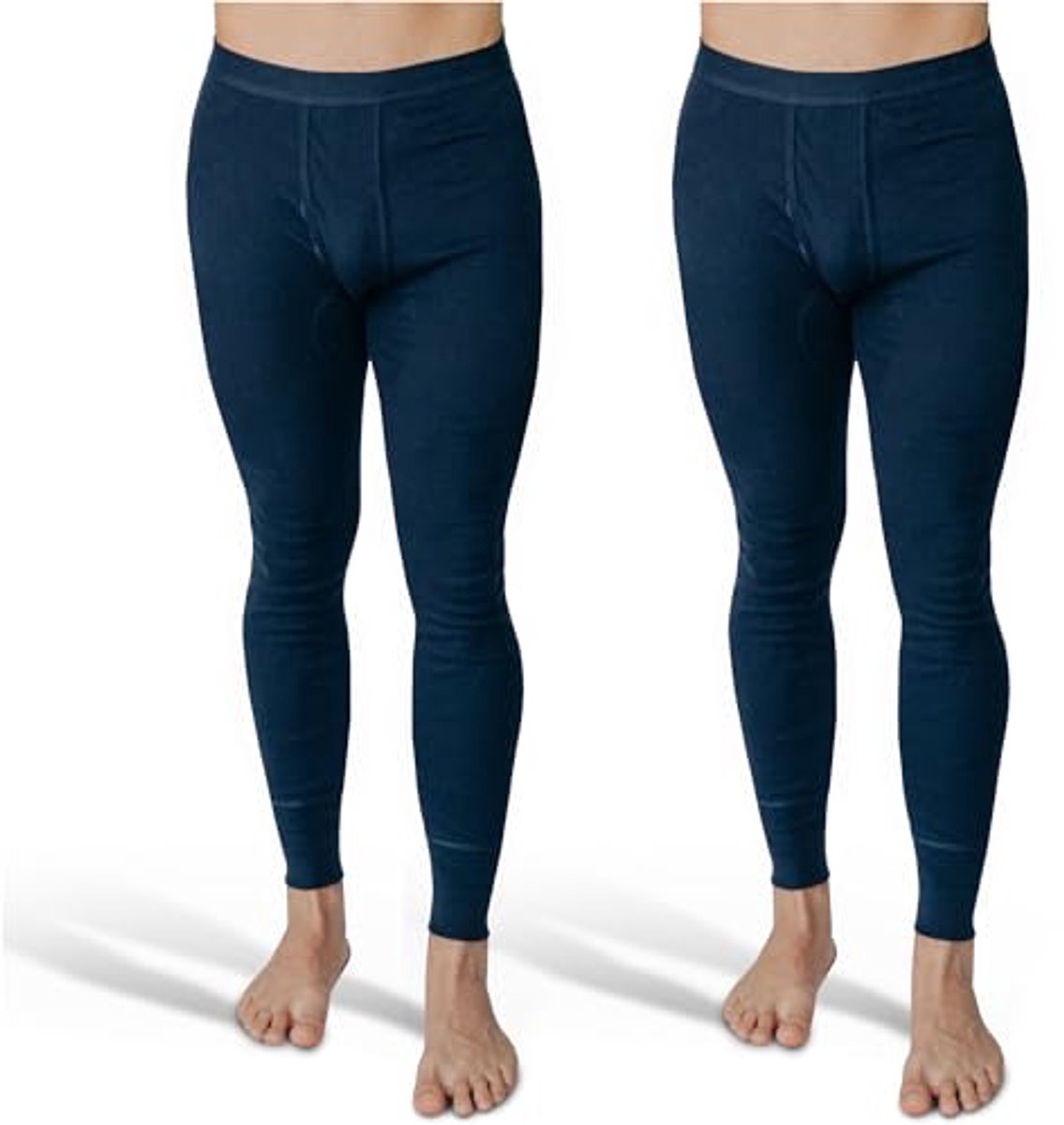 Heren lange onderbroeken 2-pack met gulp en zachte tailleband van 100% katoen