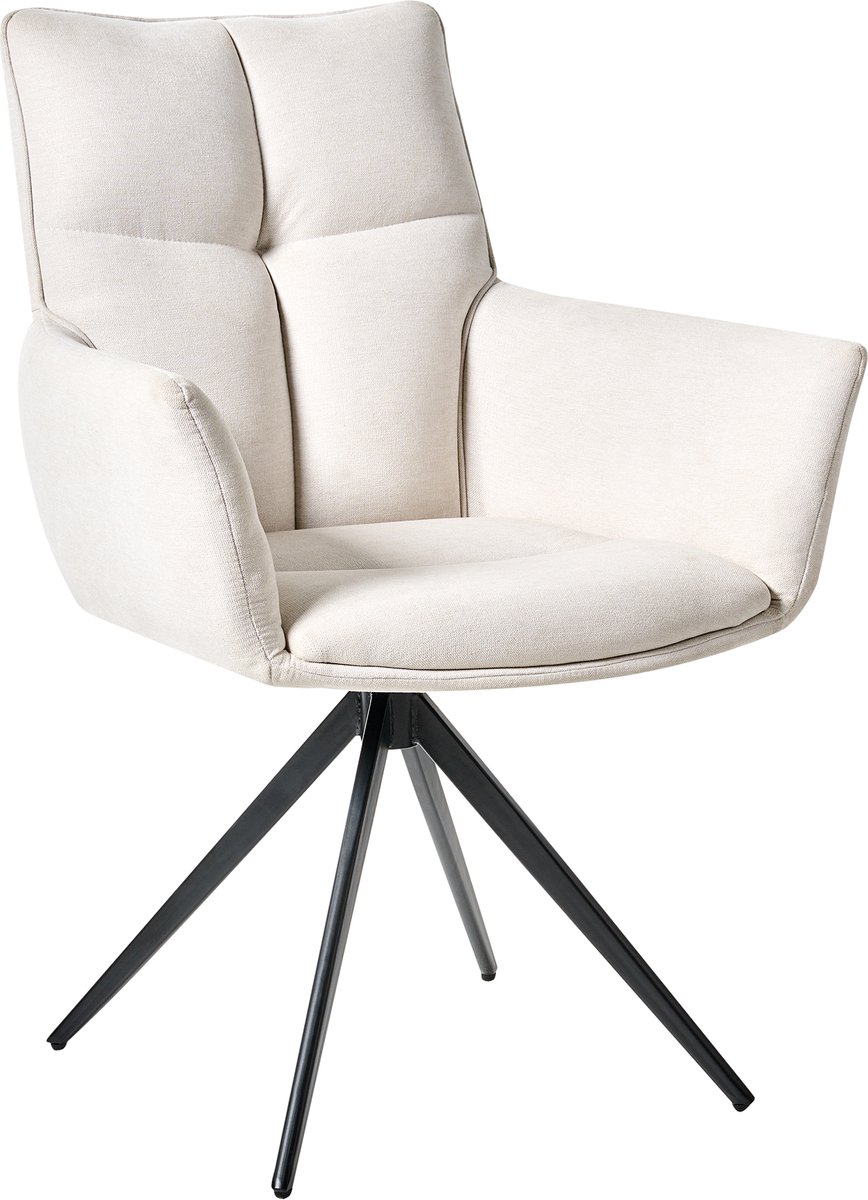 CORBIE - Eetkamerstoel - Gebroken wit - Polyester