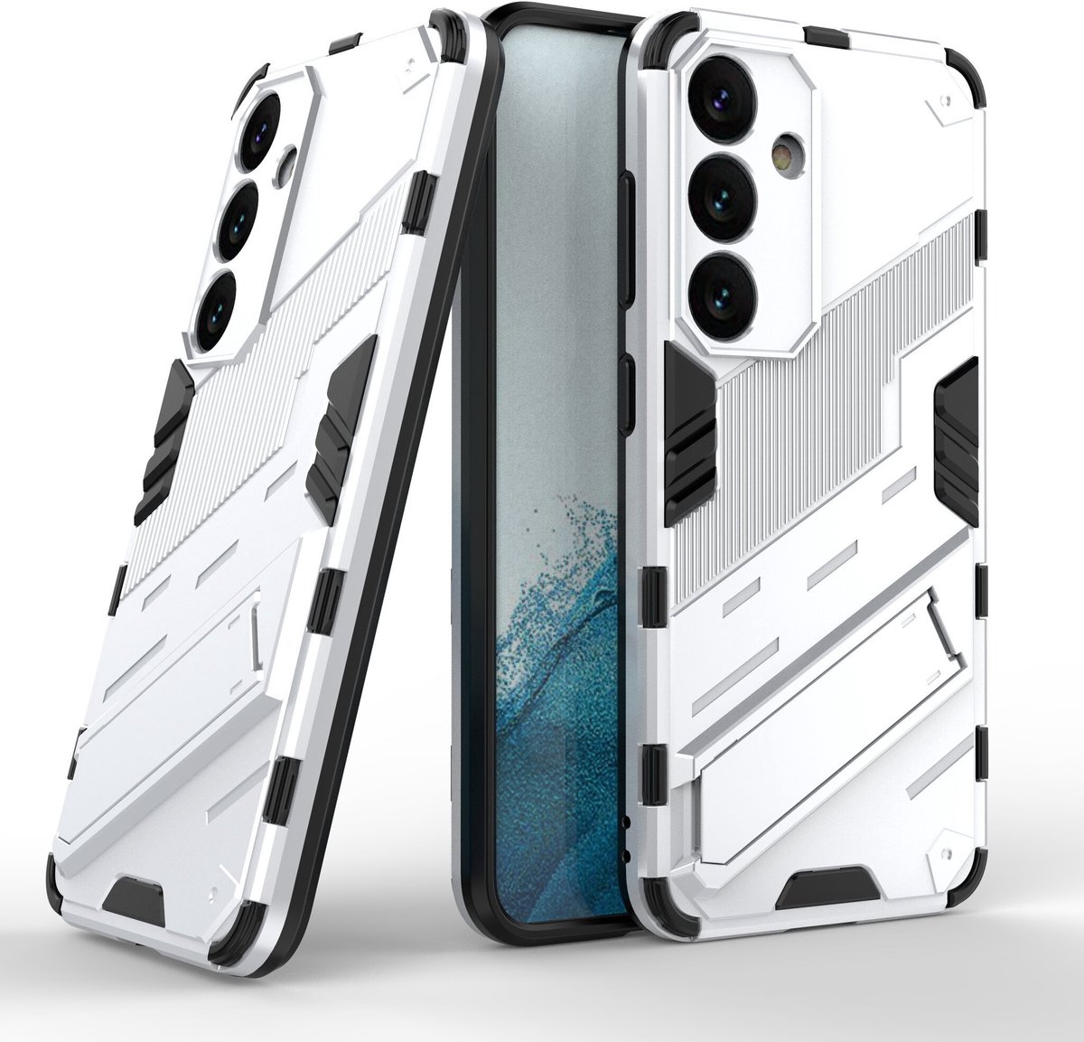 Solidenz StandGuard Xtreme geschikt voor Samsung Galaxy S24 FE hoesje - Wit