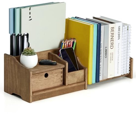Hoge Vrijstaande Boekenkast Met Lade - Moderne Vloerstaande Opbergplan 40x24x180 Cm