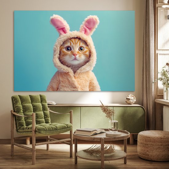 Affiche 180x120 cm - Lapin de Pâques - Chat - Costume - Posters - Décoration chambre - Décoration murale salon - Décoration murale chambre XXL