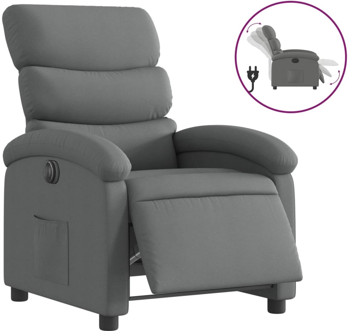 vidaXL Fauteuil - elektrisch - verstelbaar - stof - donkergrijs