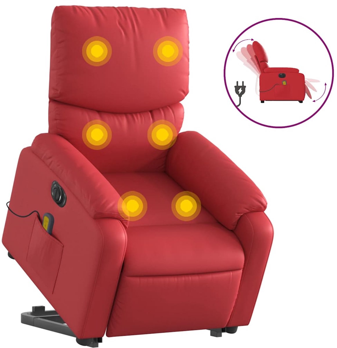 vidaXL Sta-op-massagestoel - elektrisch - kunstleer - rood