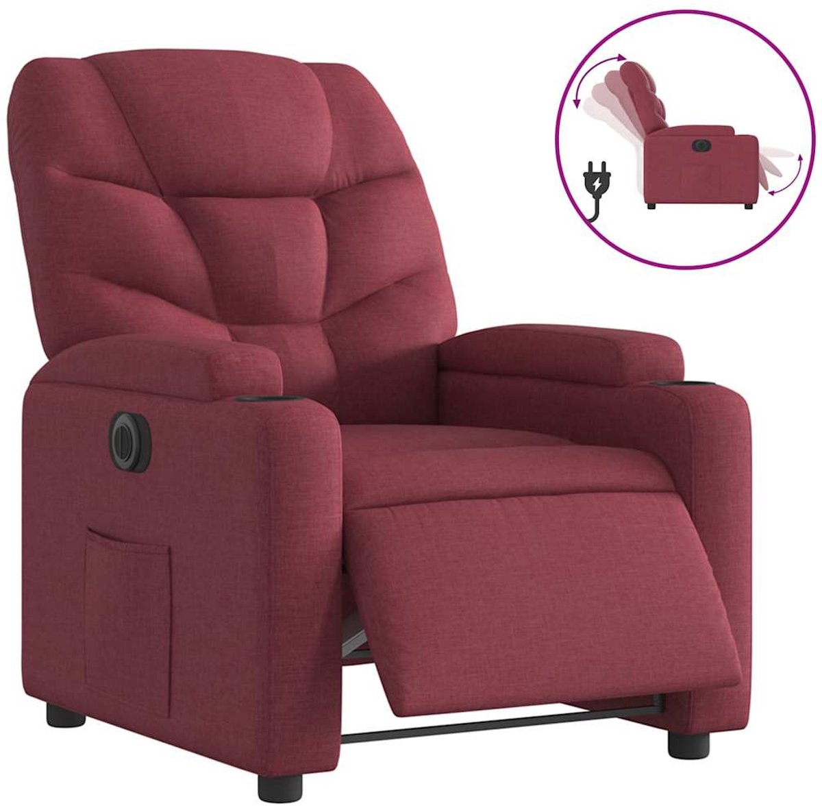 vidaXL Fauteuil - verstelbaar - elektrisch - stof - wijnrood
