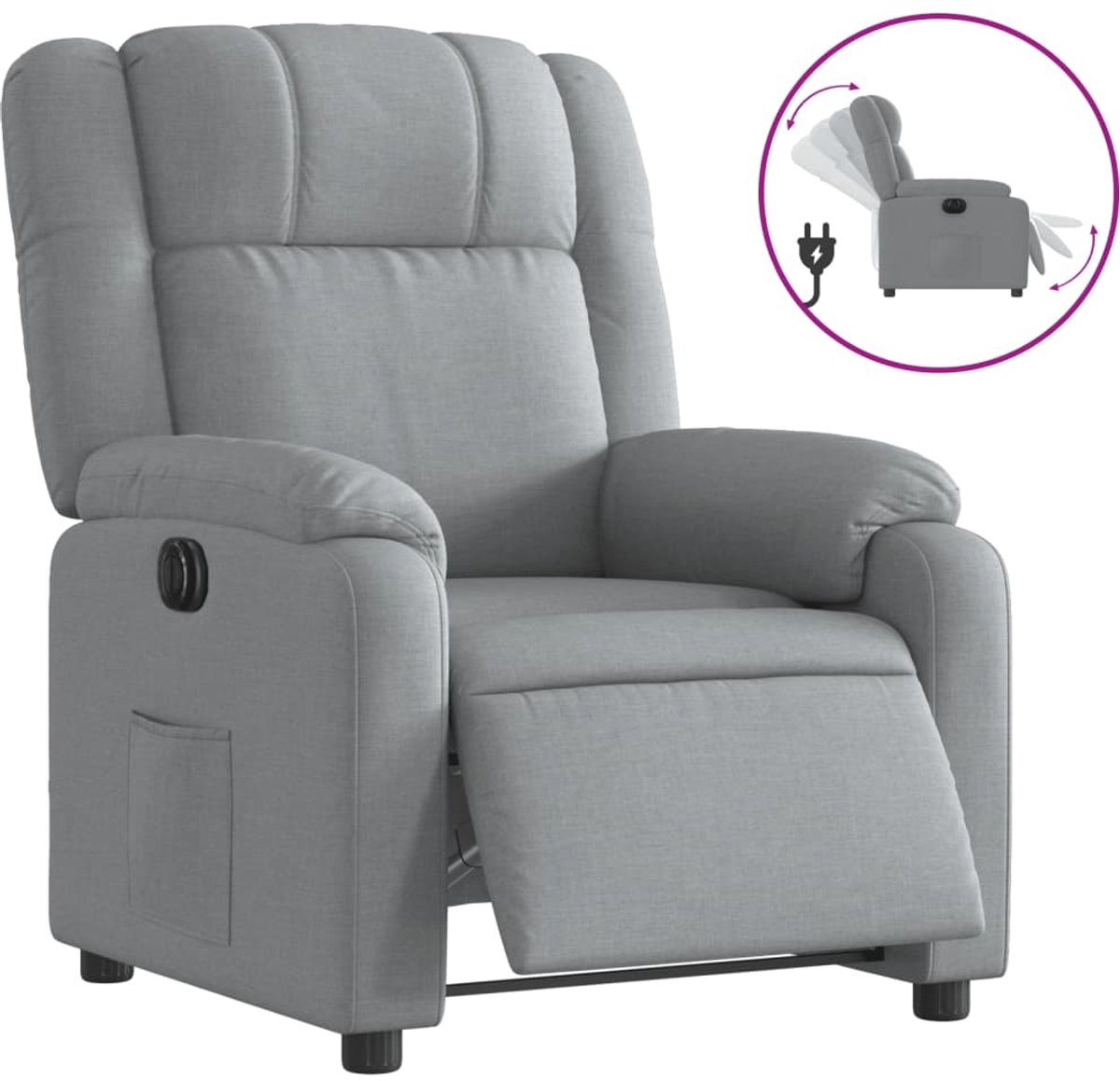 vidaXL Fauteuil - elektrisch - verstelbaar - stof - lichtgrijs