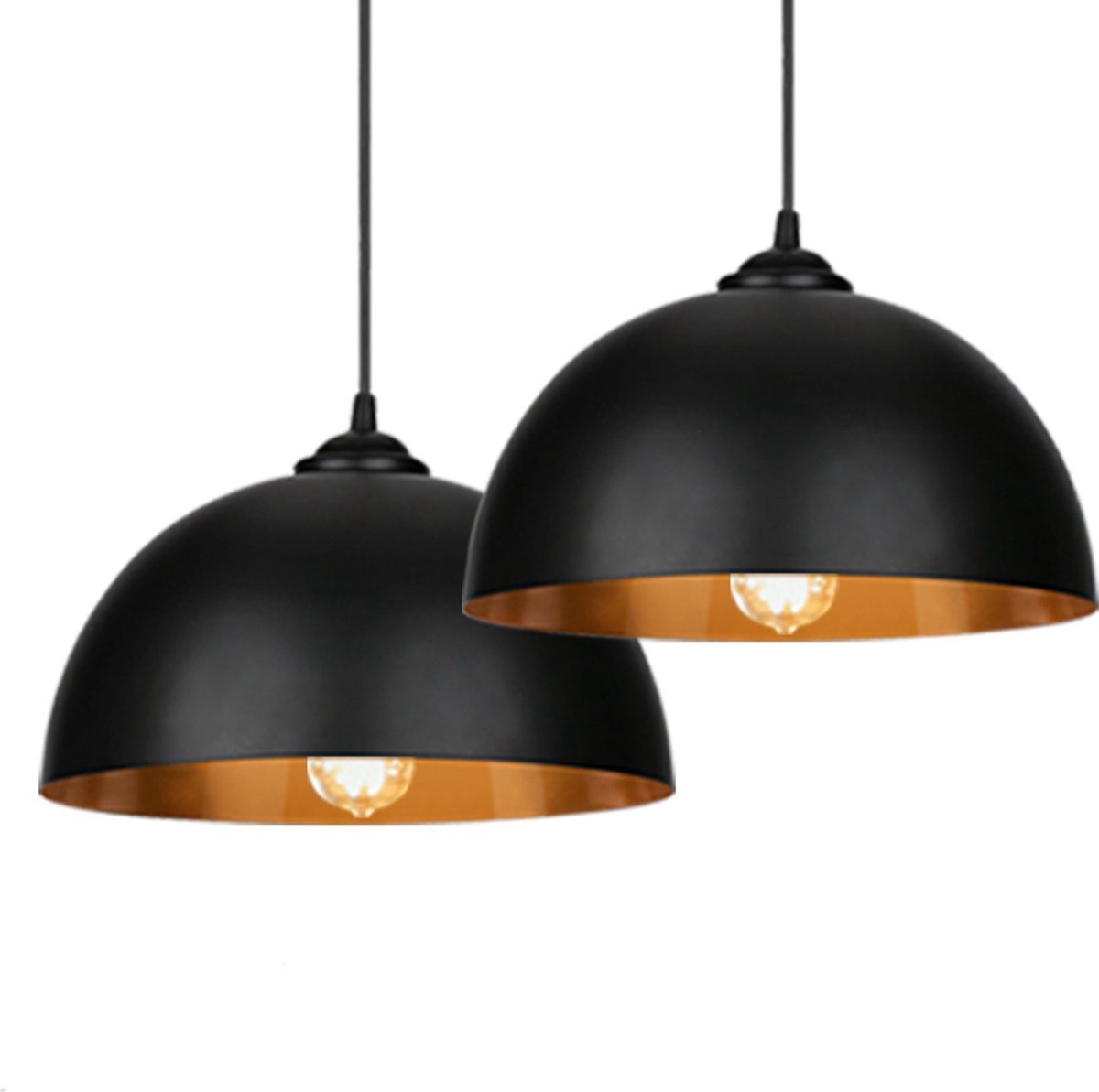 2 stuk- Hanglampen lampenkap Hanglamp Industrieel voor binnen Woonkamer, Eetkamer Slaapkamer - pendellamp E27 fitting Koper Industriële Eettafel Lamp plafond plafondlamp metaal