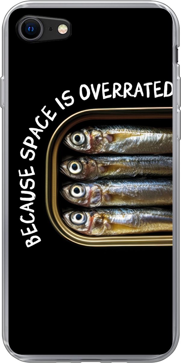Telefoonhoesje Geschikt voor iPhone 7 hoesje - Sardines - Tekst - Vis - Blik - Siliconen Telefoonhoesje Telefoonhoesje