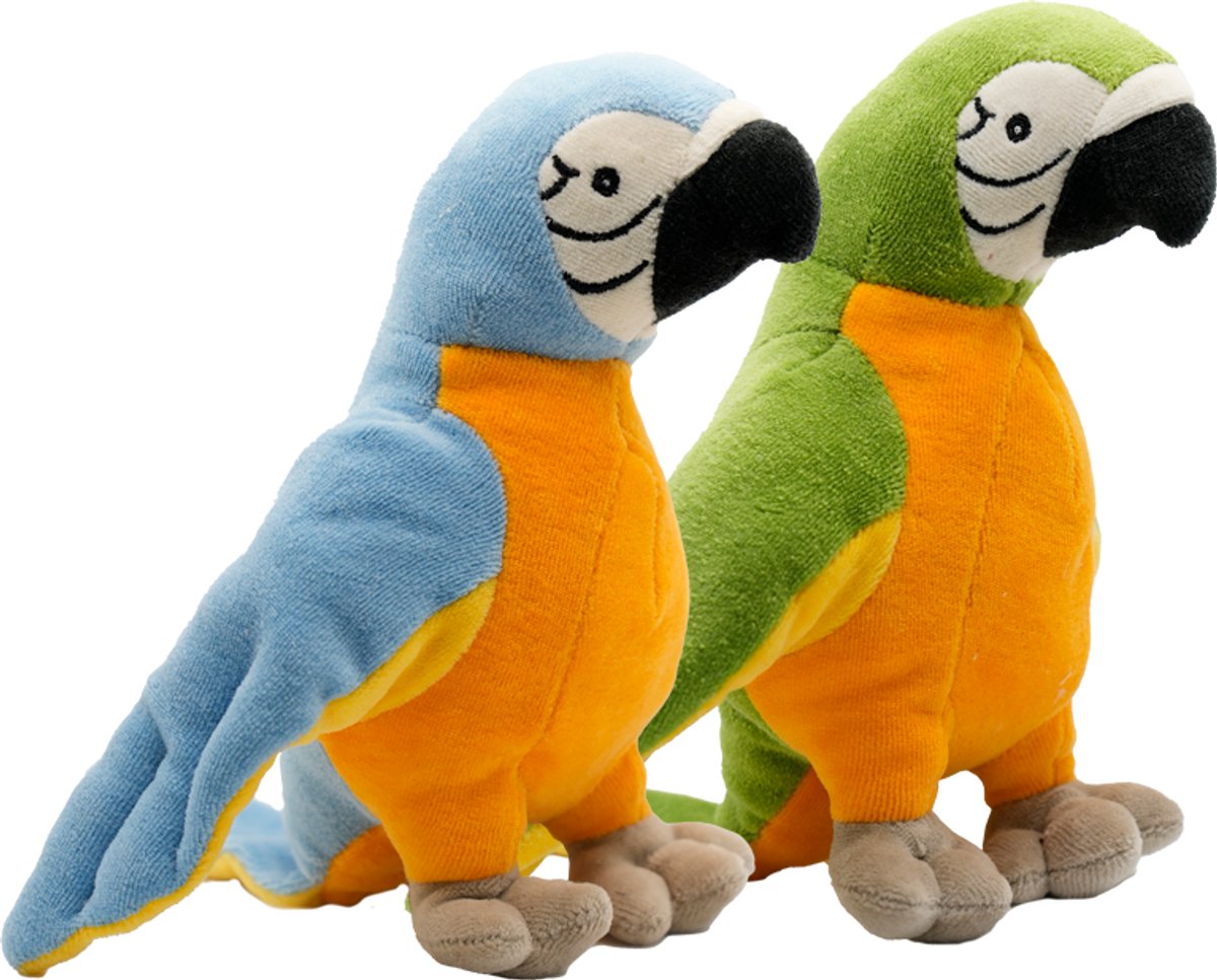 Cute since 1999 - Organische knuffels - Papegaaien - Blauw/Groen - 2 Stuks - 20cm