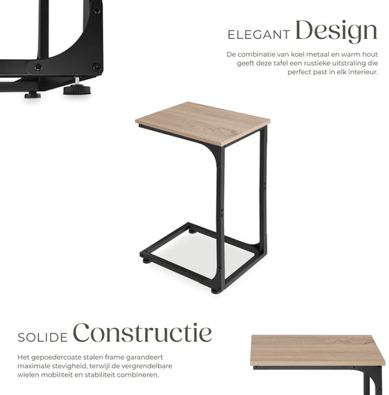 tectake® C-vormige bijzettafel in industrieel design, 30 x 40 x 63 cm