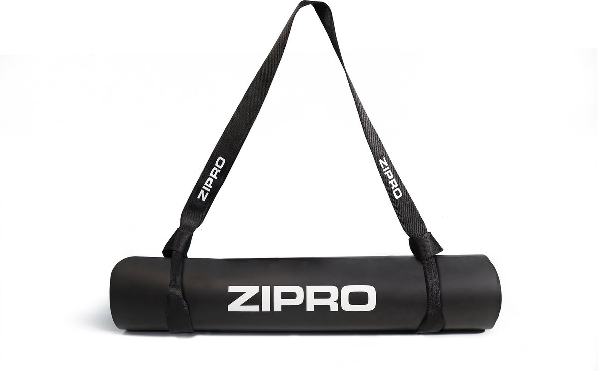 ZIPRO Yogamat Natuurrubber - 183x61cm - Dikte 6mm - Natuurlijk Rubber - Antislip - Inclusief Yogaband Zwart
