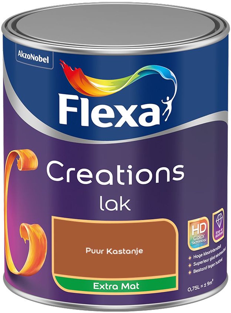Flexa - Creations Lak Extra Mat - Puur Kastanje - Mengverf - 0.75 L