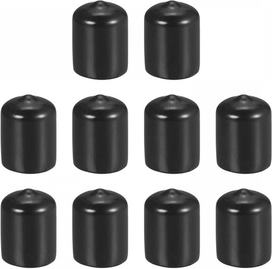 Beschermers 17mm - Set van 10 stuks, Rubberen Eindkappen - Zwarte