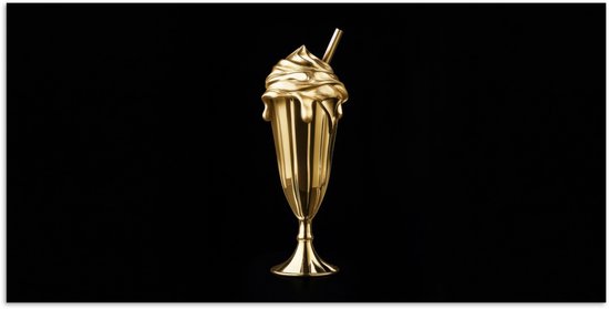 Affiche 40x20 cm - Milkshake - Or - Boisson - Zwart - Posters - Décoration murale cuisine - Décoration murale Décoration murale salon - Accessoires décoratifs - Décoration murale chambre