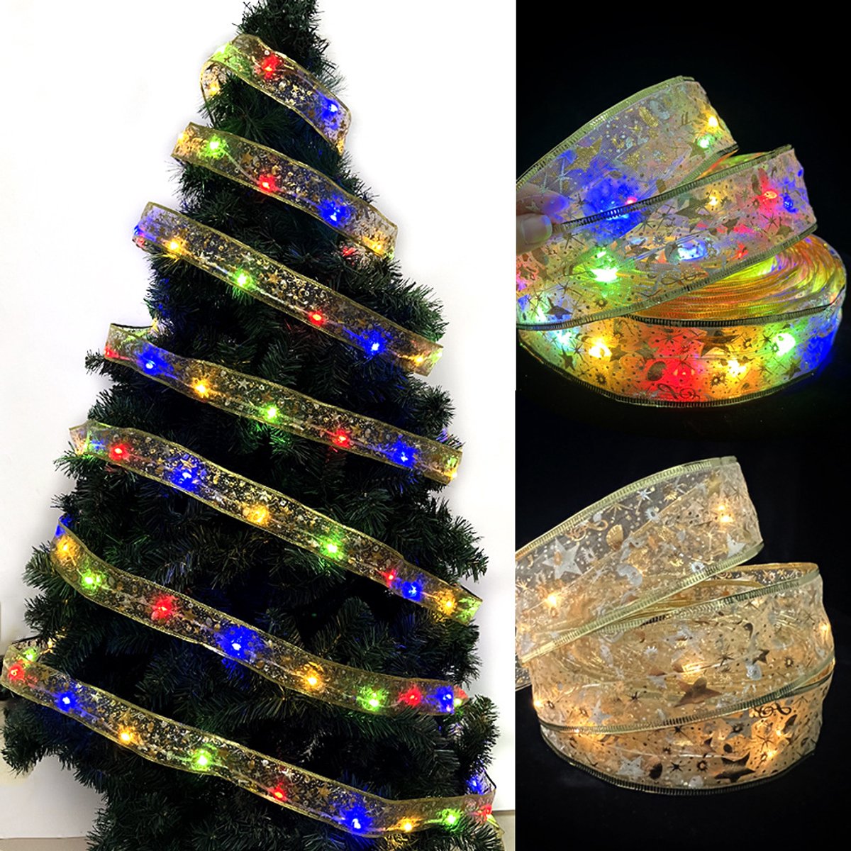 Gouden LED-lintverlichting voor kerstboomdecoratie - 5 meter lengte.
