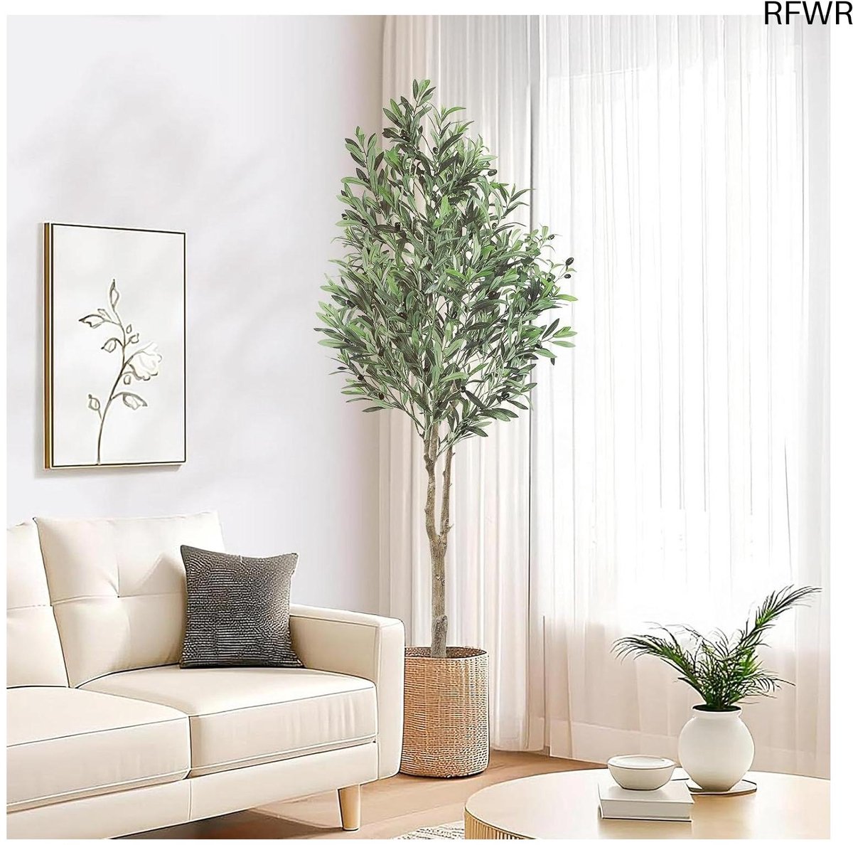 RFWR Grote Kunstmatige Olijfboom - 180cm Kunstplant in Pot voor Huizen, Kantoren en Tuinen Groen