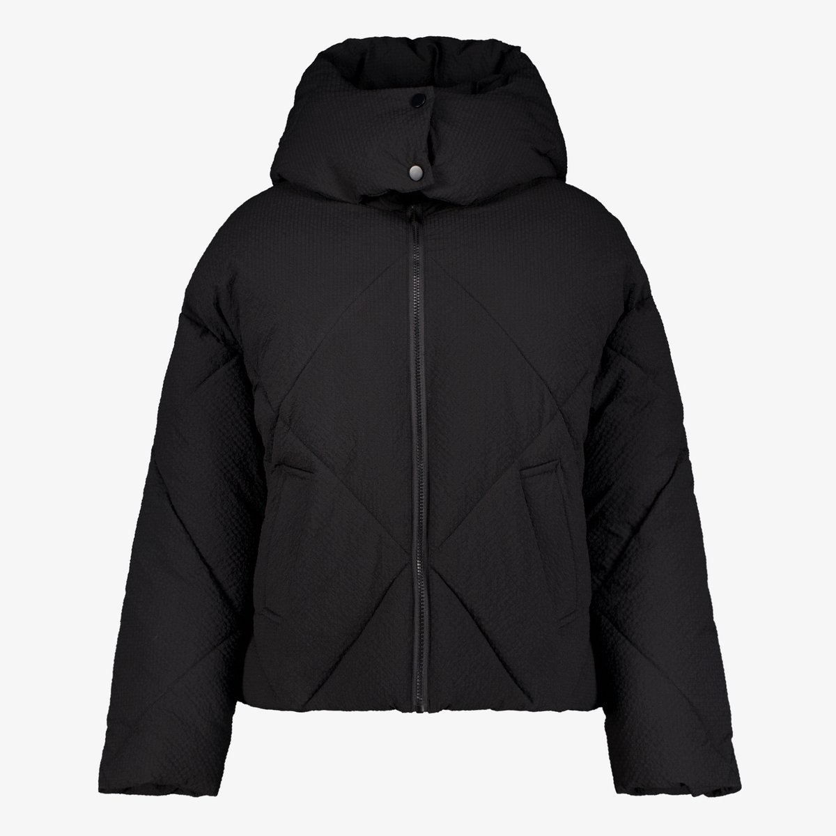TwoDay gewatteerde dames jas zwart - Maat XL - Met capuchon - Ritssluiting