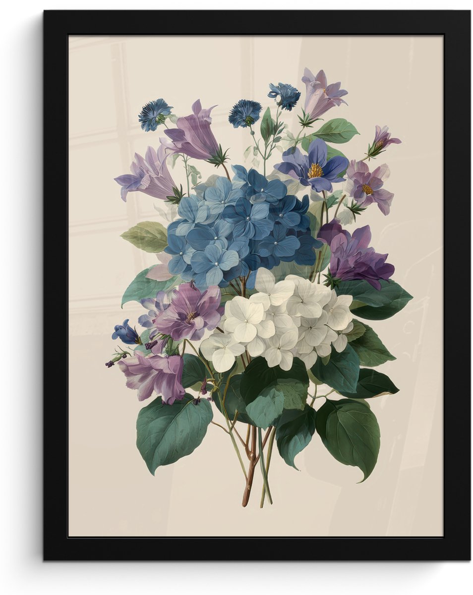 FrameYourWall Poster in lijst - Fotolijst 30x40 cm - Posters - Bloemen - Gedetailleerd - Rust - Realistisch - Posterlijst zwart - Decoratie - Wanddecoratie woonkamer - Muurdecoratie slaapkamer