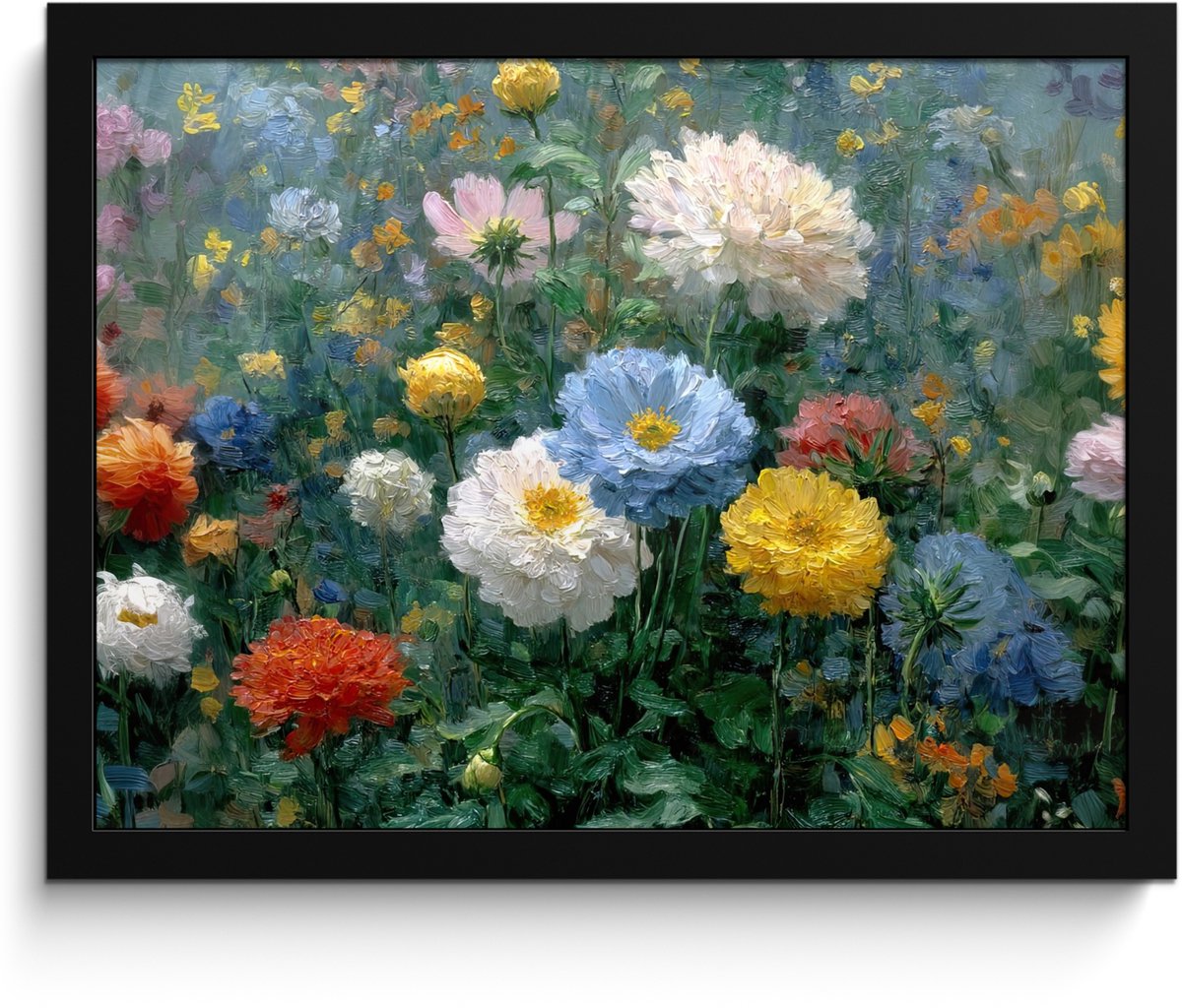 FrameYourWall Poster in lijst - Fotolijst 40x30 cm - Posters - Close-up - Veld - Bloemen - Kleurrijk - Posterlijst zwart - Decoratie - Wanddecoratie woonkamer - Muurdecoratie slaapkamer