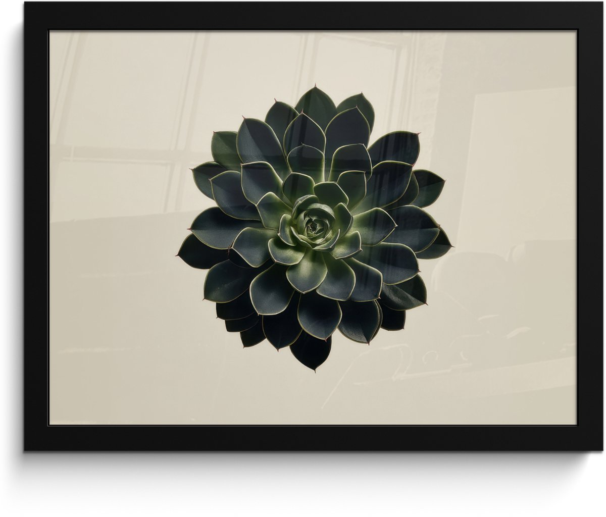 FrameYourWall Poster in lijst - Fotolijst 40x30 cm - Posters - Rozet - Cirkelvormig - Donkergroen - Posterlijst zwart - Decoratie - Wanddecoratie woonkamer - Muurdecoratie slaapkamer
