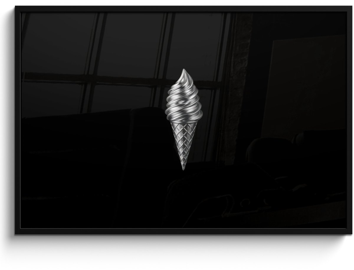 FrameYourWall Poster in lijst - Fotolijst 120x80 cm - Posters - Softijs - Realistisch - Futuristisch - Posterlijst zwart - Decoratie - Wanddecoratie woonkamer - Muurdecoratie slaapkamer
