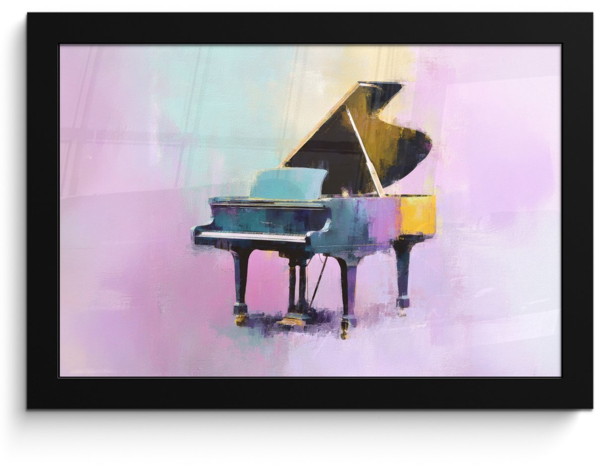 FrameYourWall Poster in lijst - Fotolijst 30x20 cm - Posters - Piano - Pastel - Elegant - Dromerig - Posterlijst zwart - Decoratie - Wanddecoratie woonkamer - Muurdecoratie slaapkamer
