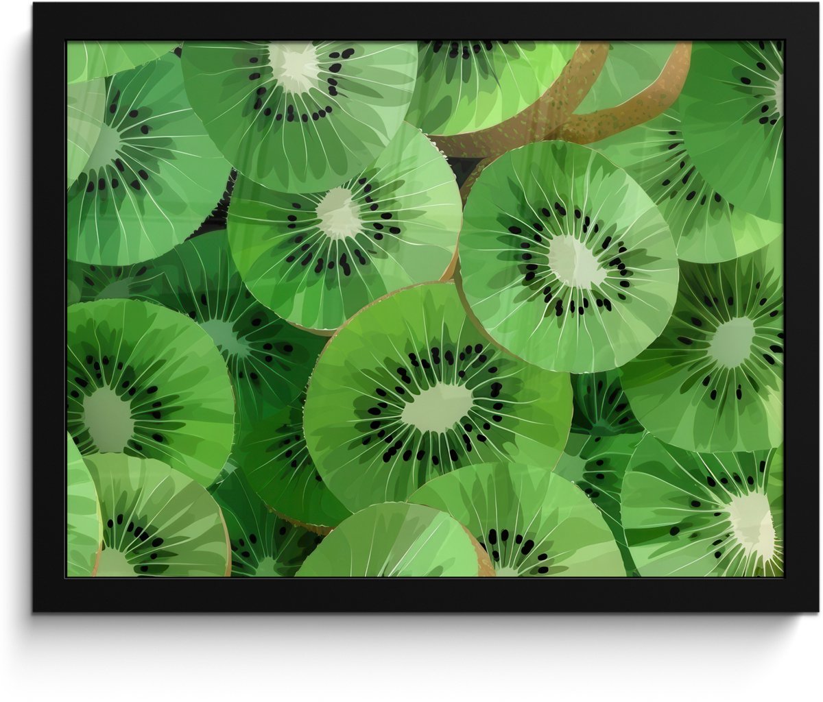 FrameYourWall Poster in lijst - Fotolijst 40x30 cm - Posters - Kiwi - Groen - Pitten - Posterlijst zwart - Decoratie - Wanddecoratie woonkamer - Muurdecoratie slaapkamer