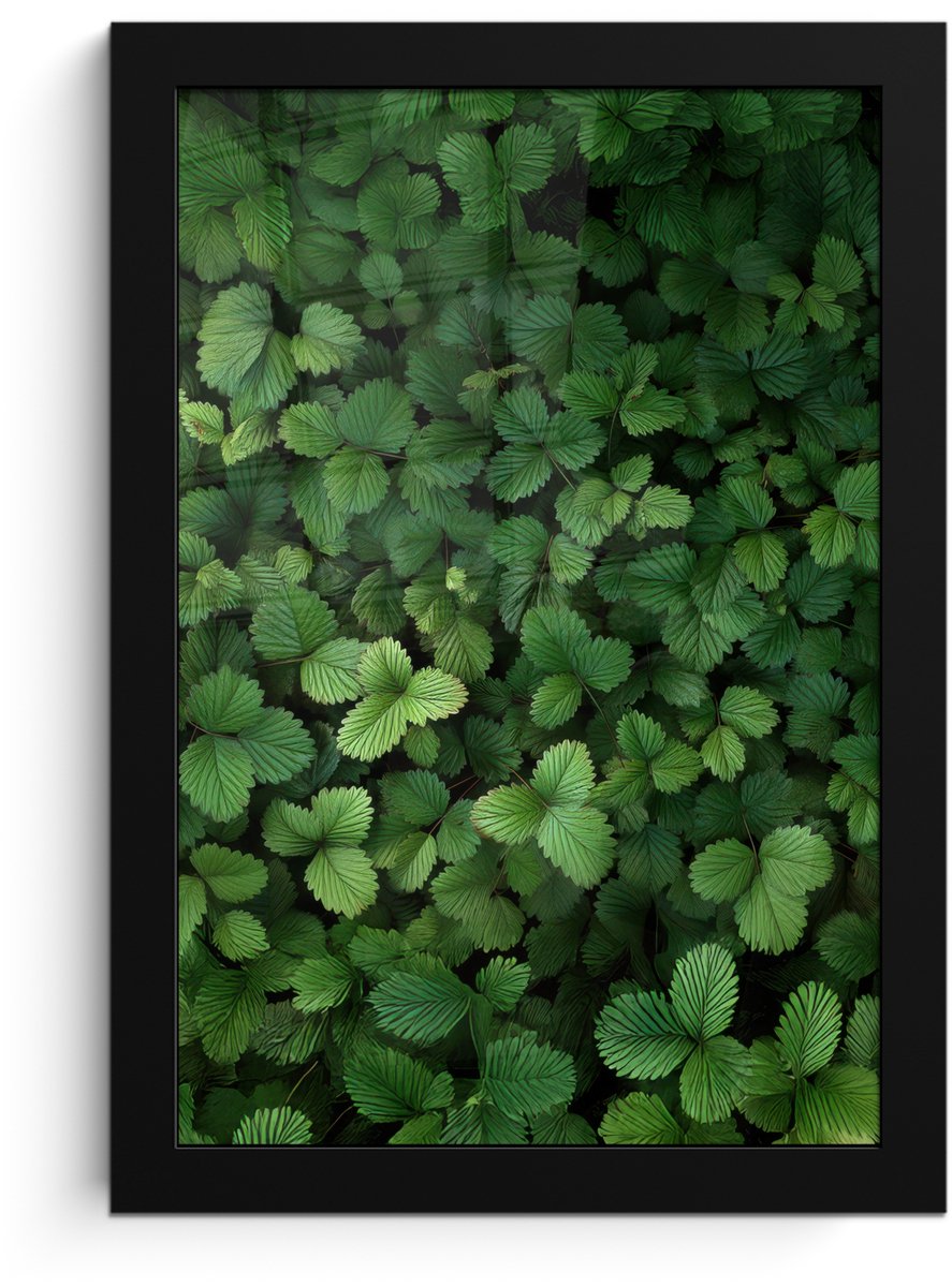 FrameYourWall Poster in lijst - Fotolijst 20x30 cm - Posters - Groen - Bladeren - Kartel - Zonlicht - Posterlijst zwart - Decoratie - Wanddecoratie woonkamer - Muurdecoratie slaapkamer