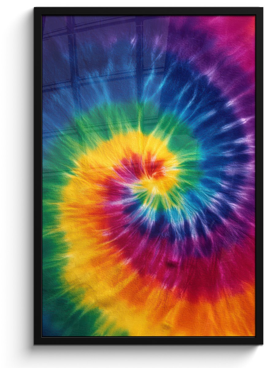 FrameYourWall Poster in lijst - Fotolijst 60x90 cm - Posters - Regenboogkleuren - Spiraal - Kleurrijk - Posterlijst zwart - Decoratie - Wanddecoratie woonkamer - Muurdecoratie slaapkamer Multicolor