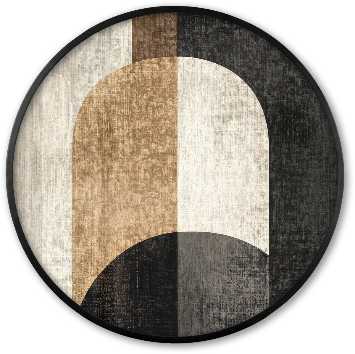 FrameYourWall Poster in lijst Rond - Fotolijst 60x60 cm - Posters - Geometrische - Vormen - Wit - Ronde posterlijst zwart - Decoratie - Wanddecoratie woonkamer - Muurdecoratie slaapkamer Geometrisch - Vormen