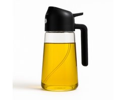Olijfolie sprayer 500 ml - 2-in-1 spray en schenktuit - Glas met BPA-vrije delen - Fijne nevel voor precieze dosering - Lekvrij schenken zonder knoeien - Voor airfryer pan salades en grillen