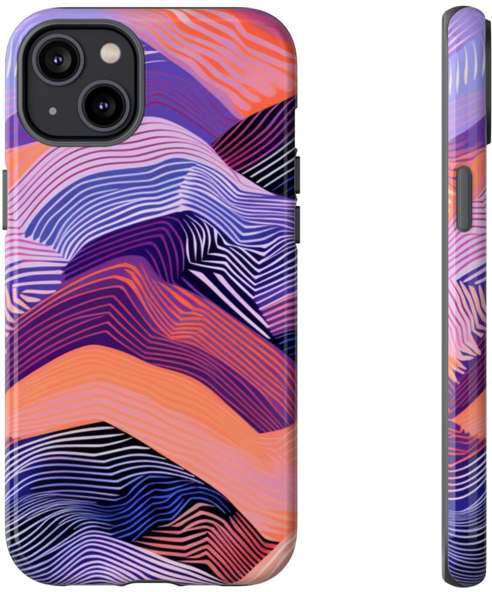 Abstracte Golvende Strepen – Telefoonhoesje Geschikt voor iPhone 14 Plus