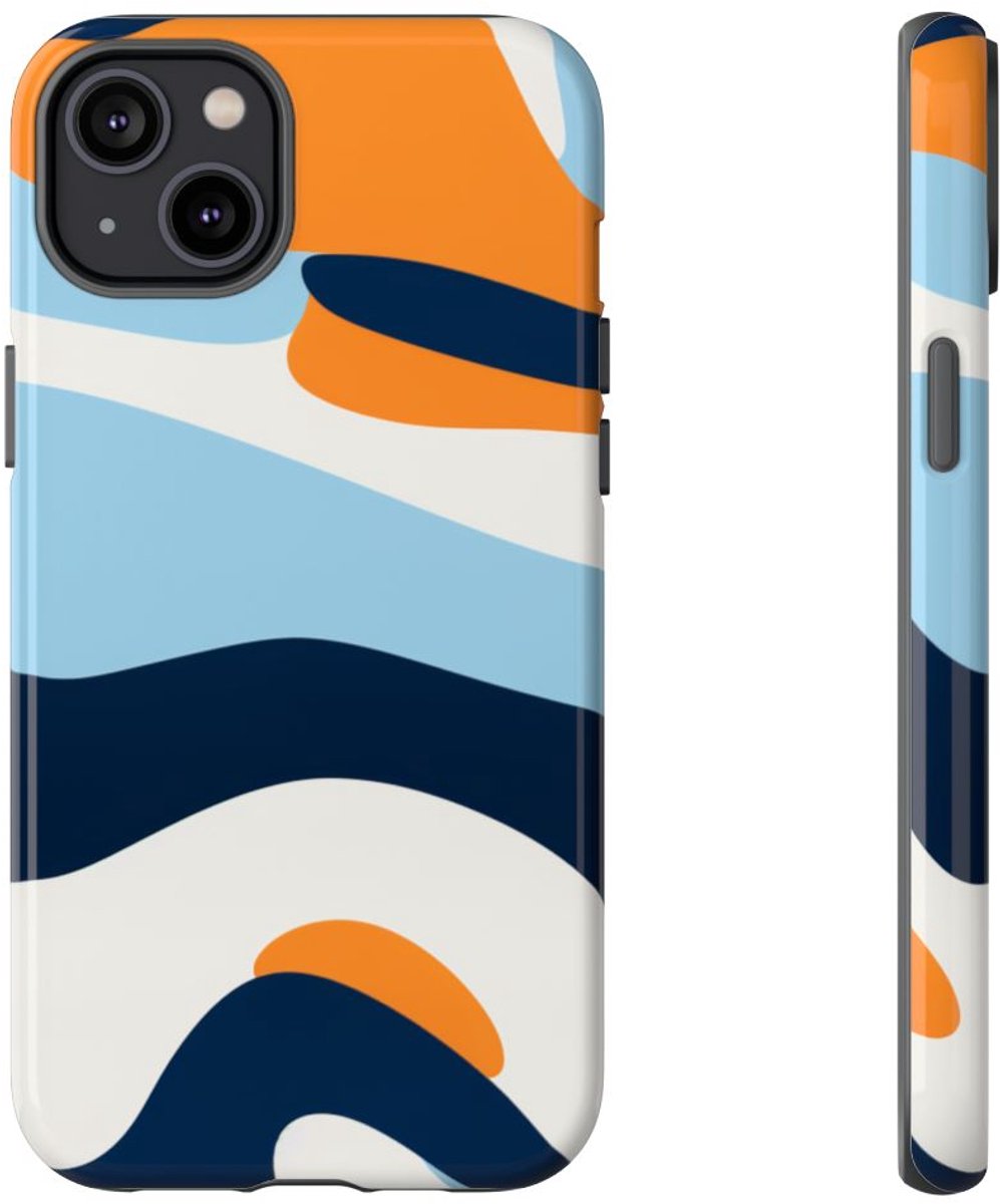 Abstract Oranje-Blauw Patroon – Telefoonhoesje Geschikt voor iPhone 14 Plus