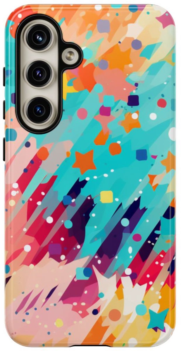 Kleurrijk Abstract Spattenpatroon – Telefoonhoesje Geschikt voor Samsung Galaxy S24