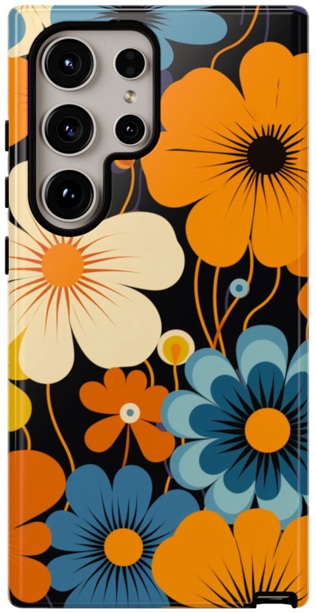 Gedurfd Retro Bloemenpatroon – Telefoonhoesje Geschikt voor Samsung Galaxy S24 Ultra