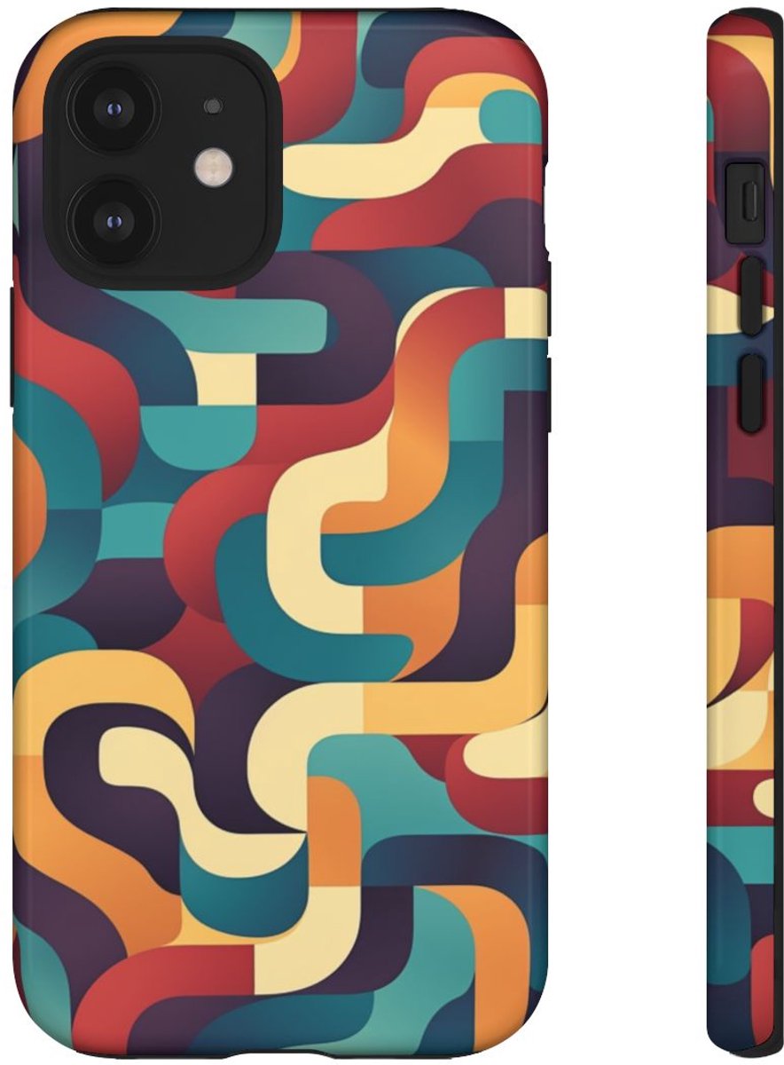 Kleurrijk Abstract Gebogen Patroon – Telefoonhoesje Geschikt voor iPhone 12