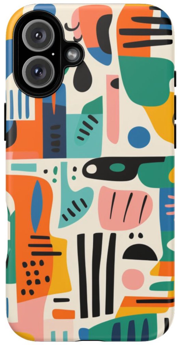 Kleurrijk Abstract Geometrisch Patroon – Telefoonhoesje Geschikt voor iPhone 16 Plus