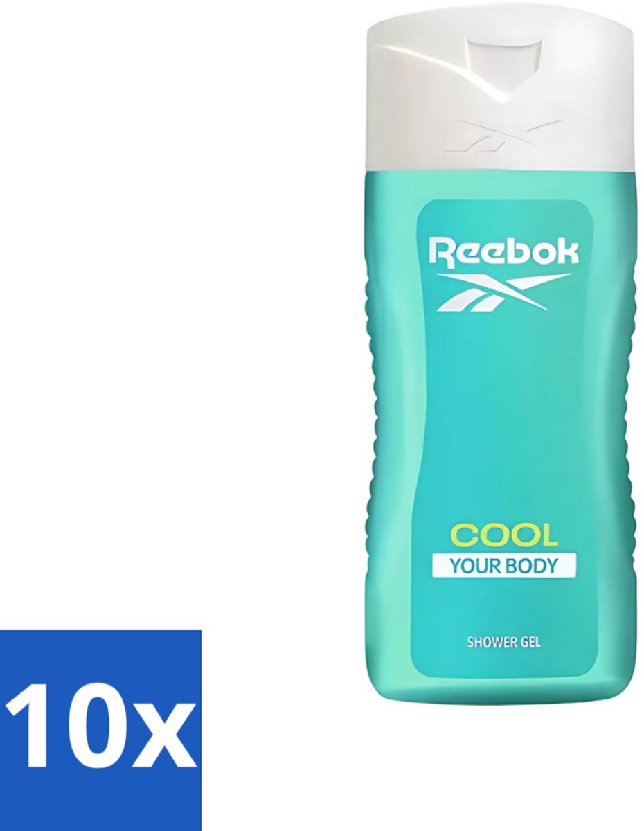 10 x Reebok - Cool Your Body - Douchegel - 400 ml - Douchegel - Menthol - Aloe Vera - Verkoelende Douchegel - Frisse Geur