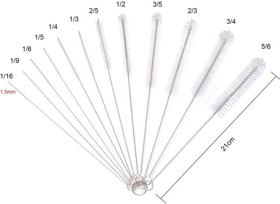 TOVBMUP Automatische koffiemachine kleine reinigingsborstel - 12-pack - Rietjesborstelset - Babyflesreinigingsborstel - Melkslangborstel - Theepotsproeier nylon slangborstelset - Dunne flessenborstel - Wit van Tovbmup — afbeelding 2