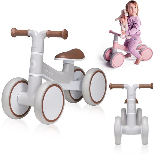 Lionelo Villy Loopfiets - Lichtgewicht - 1-3 jaar - Jongens en Meisjes - tot 30kg - 4 wielen - Schokdemper voorvork - Antislip handvatten - Ergonomisch zadel - Stuurslot - Verjaardagscadeau