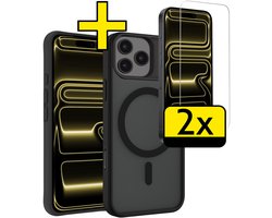 Hoesje - Met 2x Screenprotector - Geschikt voor Apple iPhone 17 Pro Max - Magsafe Compatible - Sterk & Shockproof - Back Cover - Shock Proof Case - Telefoon Hoes - Telefoonhoesjes - Zwart
