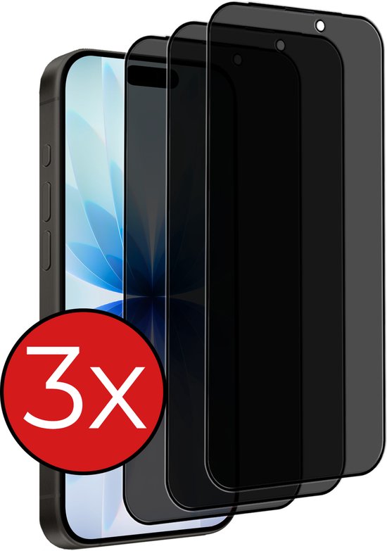 Protection d'écran compatible iPhone iPhone 17 - Protection d'écran en Tempered Glass trempé de confidentialité - Lot de 3