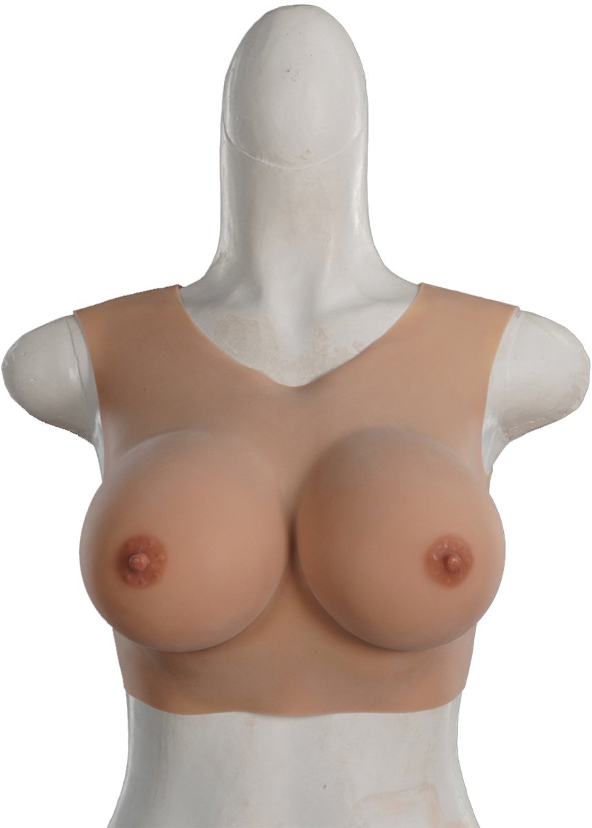 Borst ronde hals - cup C - Siliconen Borstprothesen - Wearable Borst - 100% medische hypoallergene siliconen - Kunstmatige Nep Borst - Valse Borsten - Borst - Siliconen Huid - Bodysuit - Crossdresser - Transgender - Travestiet
