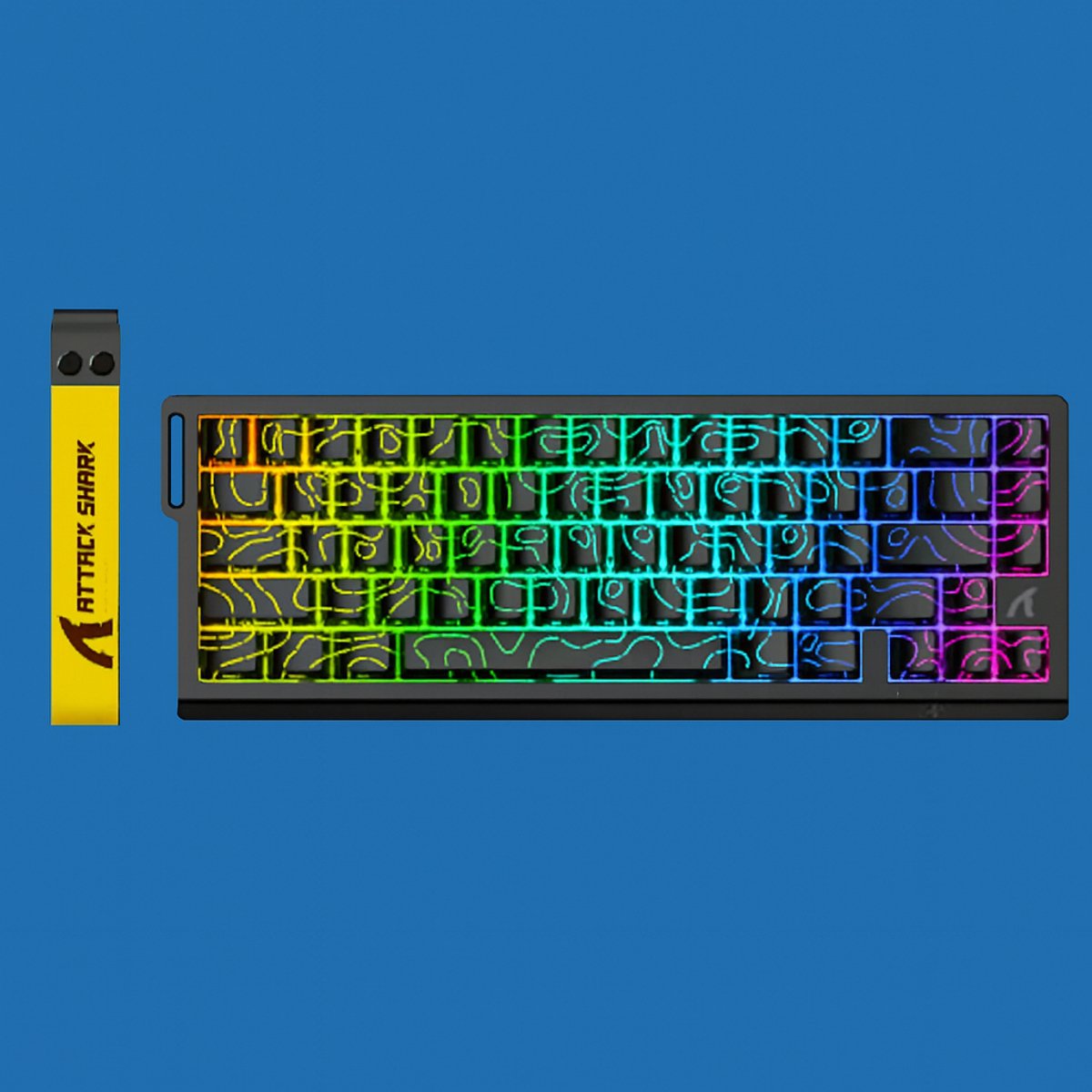 Attack Shark X68 HE - Toetsenbord - Gaming - Toetsenbord gaming- Mechanisch - Side Printed PBT Keycaps- Black Contour Line-RGB Verlichting - Anti Ghosting - Ergonomisch - bedraad-Zwart