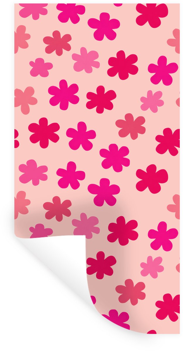 Muurstickers - Sticker Folie - Bloemen - Patroon - Roze - 20x40 cm - Plakfolie - Muurstick