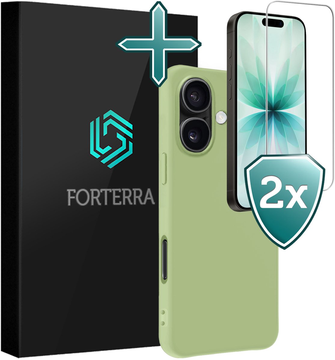 Hoesje Met 2x Screenprotector - Geschikt voor Apple iPhone 17 - Sterk & Shockproof - Telefoon Hoes - Back Cover - Siliconen Case - Groen